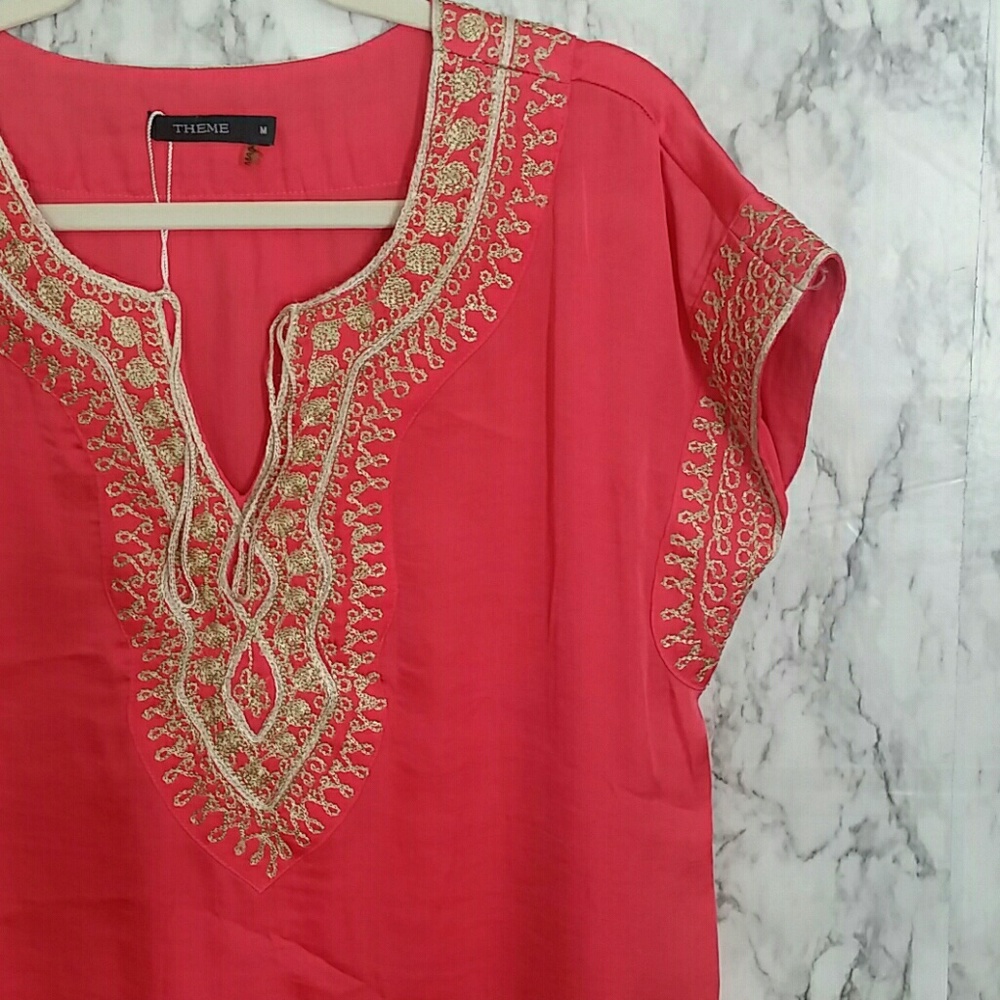 Theme | Pink gold embroidered tunic